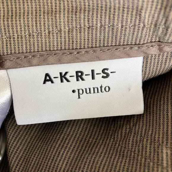 Akris Punto Womens Pants Trousers Deep Cuffs Pin Striped Tan Career Summ… - Picture 8 of 10